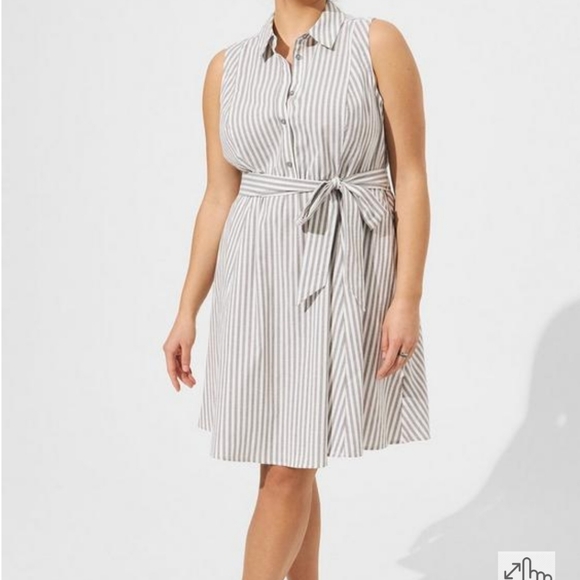 torrid Dresses & Skirts - Torrid Poplin Collared Shirt Dress strip brown